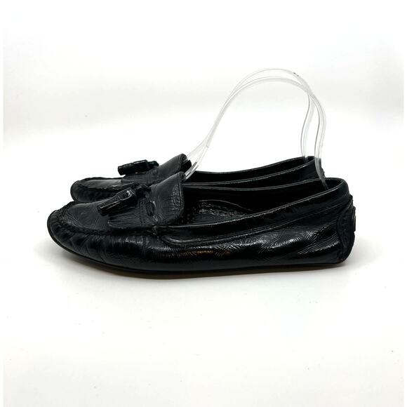 L.L. Bean Black Patent Leather Tassel Moccasins Women’s 7 US - Picture 1 of 7